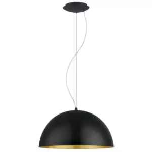 Image of Gaetano 1 - 1 Light Dome Ceiling Hanging Pendant Black, Gold, E27 - Eglo