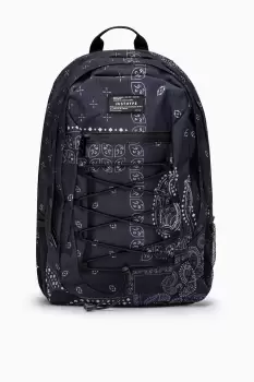 Image of HYPE UNISEX BLACK PAISLEY PALM MILITARY PATCH MAXI BACKPACK