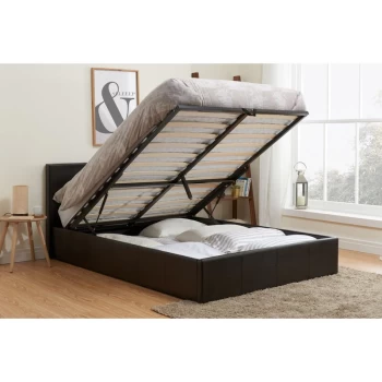 Image of Birlea - Berlin Ottoman Storage Bed Brown Faux Leather 5ft Kingsize 150cm