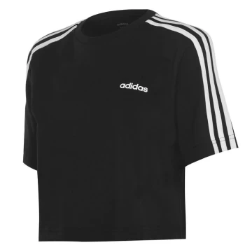 Image of adidas 3S Crop T Shirt Womens - Black