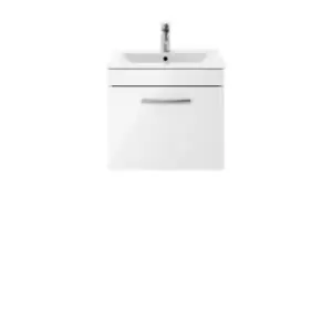Image of Nuie Athena 500 Wall Hung Single Drawer Vanity & Minimalist Basin - Gloss White