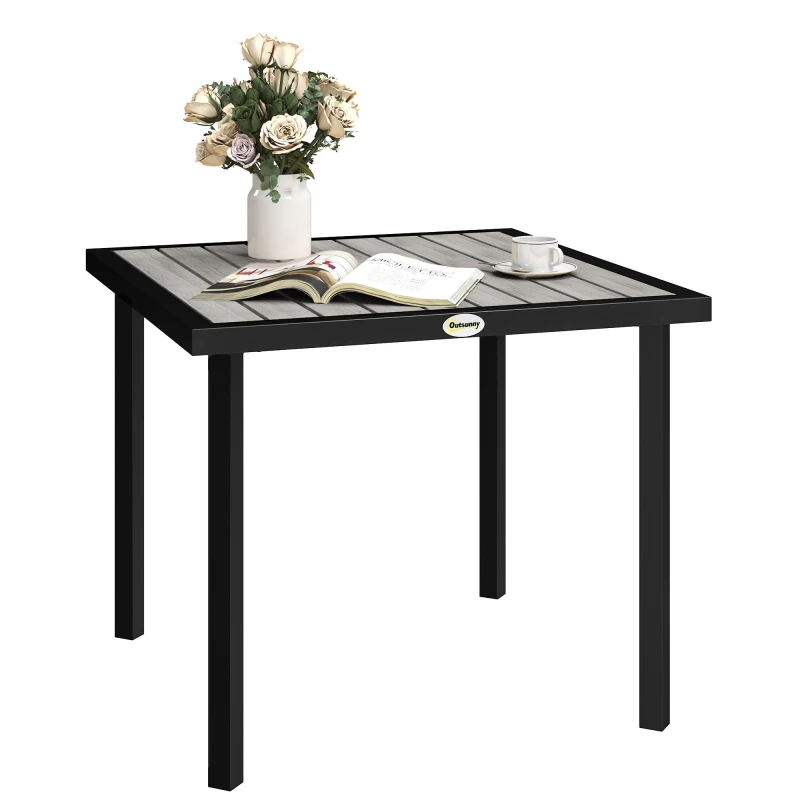 Image of Outsunny Garden Table for 4 Person with 5.4cm Parasol Hole, Light Grey 84G-646V00LG