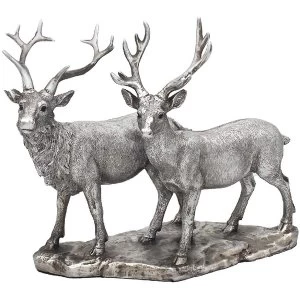 Image of Reflections Silver Stag & Deer Figurine By Leonardo