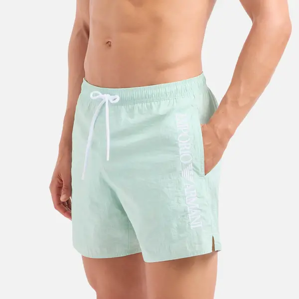 Image of Emporio Armani Bodywear Logo Shell Swimming Trunks - IT 50/M Green Swimwear and Beachwear male 211740-4R422-02783 M