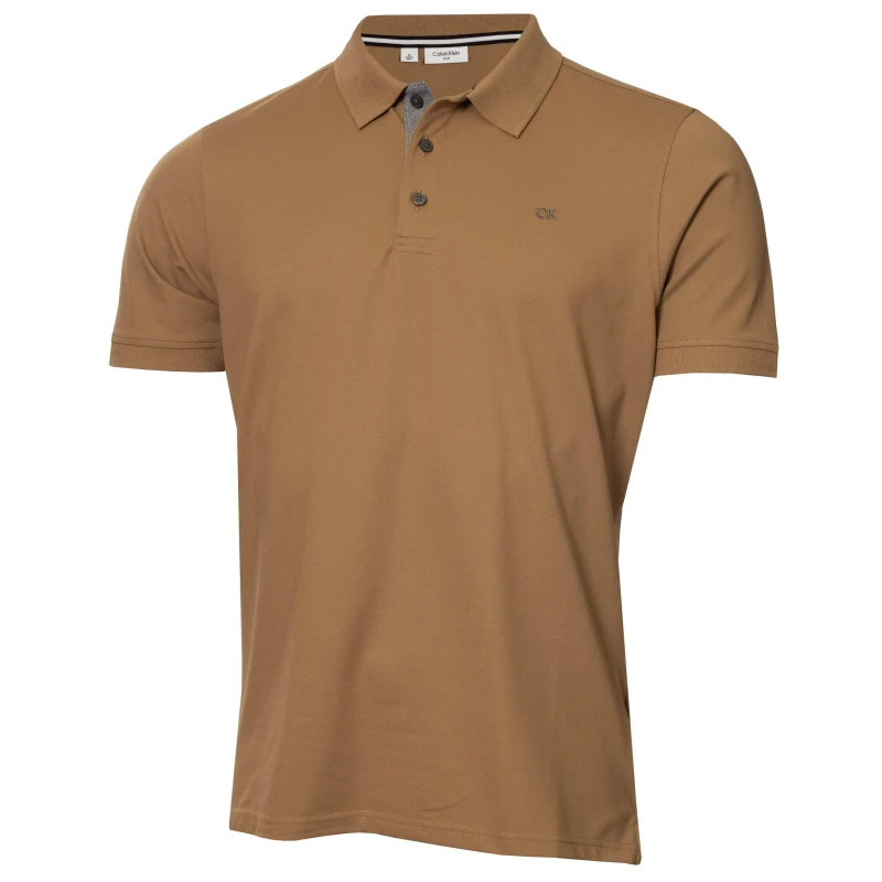 Image of Calvin Klein Golf Mens Short Sleeve Performance Polo Shirt Biscuit male Small