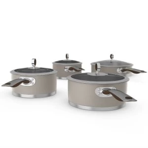 Image of Morphy Richards 4 Piece Non-Stick Stainless Steel Pan Set - Pebble