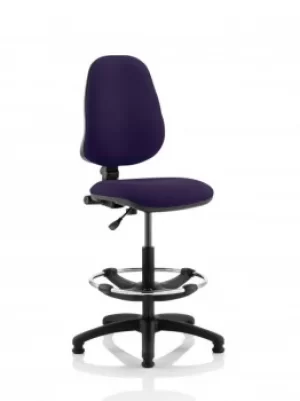 Image of Eclipse I Lever Task Operator Chair Purple Fully Bespoke Colour With Hi Rise Draughtsman Kit