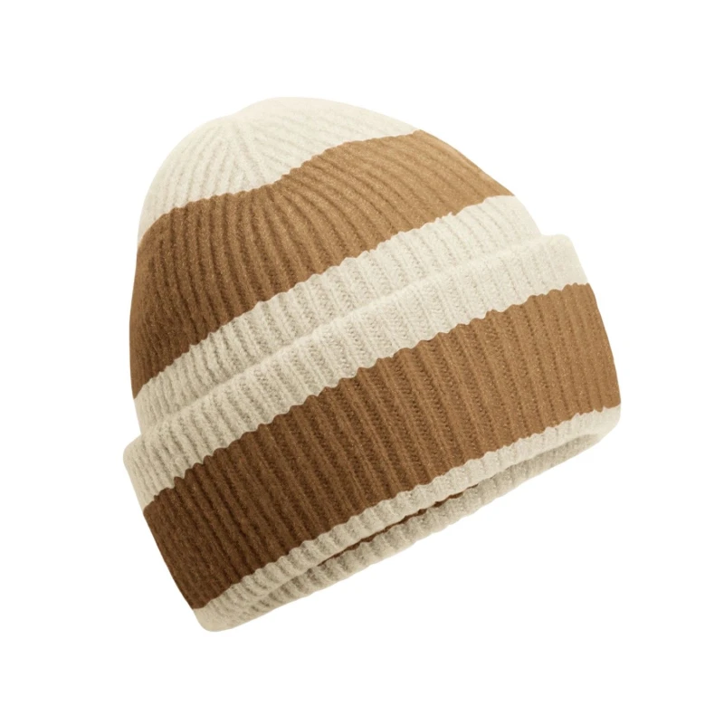 Image of Beechfield Beechfield Men Colour Block Beanie in Cream Cream One Size Male 5063574673891
