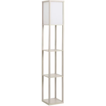 Image of Floor Lamp Reading Lamp with 3-Tier Storage Shelf for Home Office Oak - Homcom