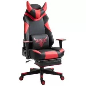 Image of Equinox Command PU Leather Gaming Chair with Footrest - Black/Red