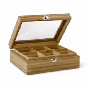 Image of Bredemeijer Tea Box in Bamboo with 6 Inner Compartments with Window in Lid in Na
