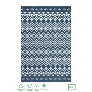 Image of Recycled Cotton Tribal Rug - Navy - 100x150cm