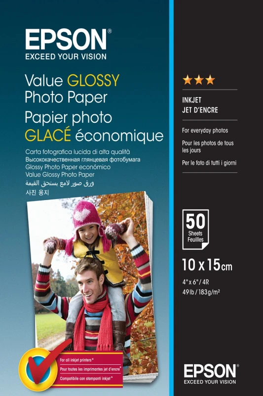 Image of Epson Epson Value Glossy Photo Paper - 10x15cm - 50 sheets C13S400038