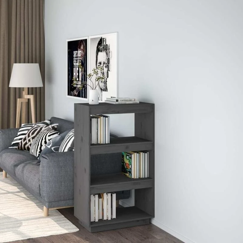 Image of VIDAXL Book Cabinet/Room Divider Grey 60x35x103cm Solid Wood Pine vidaXL 8720286815977