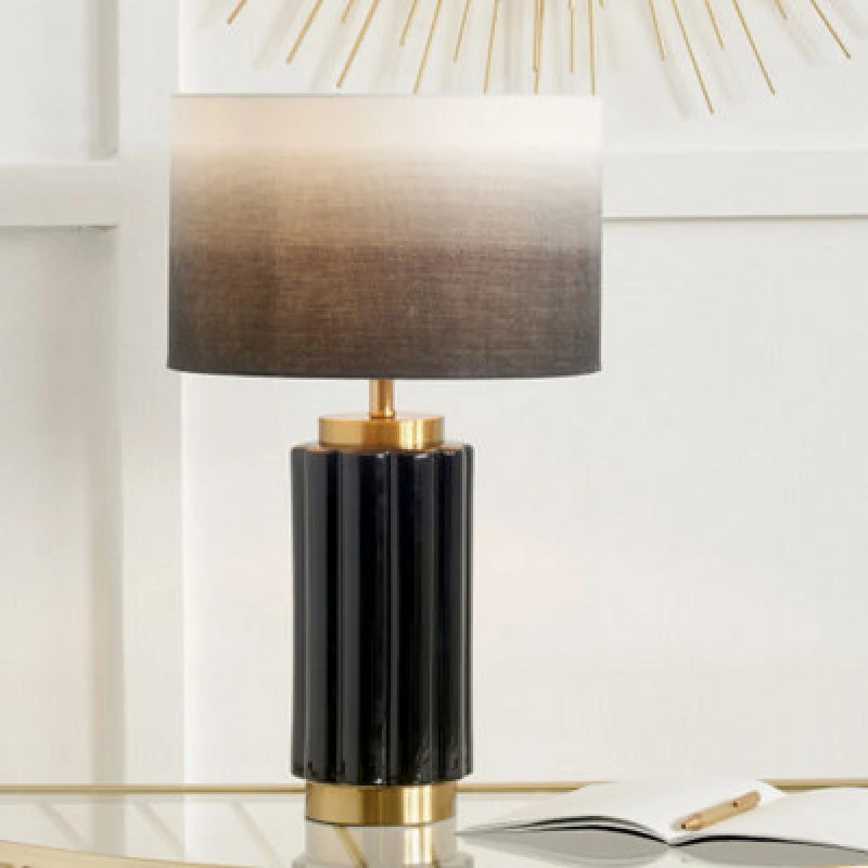 Image of Lushan Scalloped Ceramic Table Lamp Black