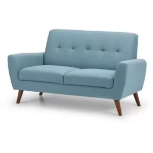 Image of Monza 2 Seater Sofa Compact Retro Blue Fabric Upholstered