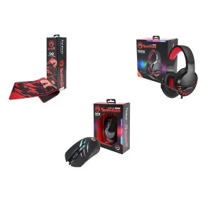 Image of Marvo PC Gaming Bundle MIMAR-M312-BF Mouse SPMAR-HG8932-BF Headset & ACMAR-G42-BF Mousemat