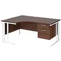 Image of Dams International Left Hand Ergonomic Desk MCM16ELP2WHW 1,600 x 1,200 x 725 mm