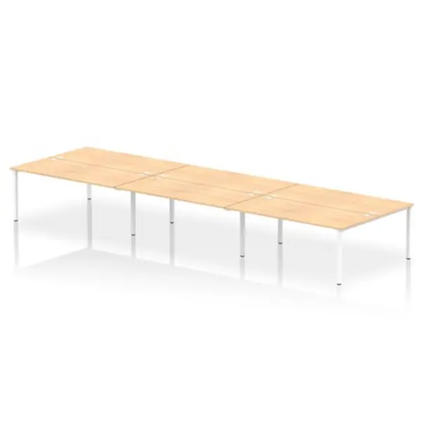 Image of Impulse Impulse Bench B2B 6 Person 1800 White Frame Office Bench Desk Maple IMB6P18MPEW