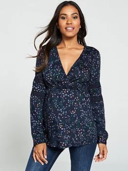 Image of Mama-Licious Zia Tess Maternity Nursing Wrap Printed Blouse - Print