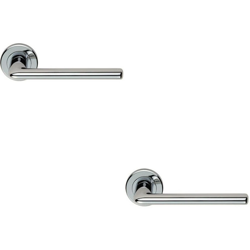 Image of Loops 2x PAIR Slimline Straight Bar Lever on Round Rose Concealed Fix Polished Chrome Multi