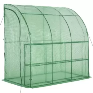 Image of Outsunny 214 X 120 X 215Cm Walk-in Lean To Wall Tunnel Greenhouse With Door - Green