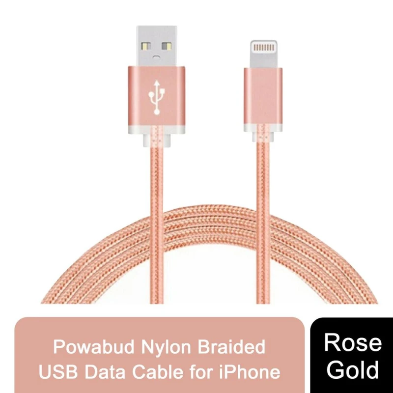 Image of FX FX Powabud Nylon Braided USB Data Cable for Phone [Rose Gold]