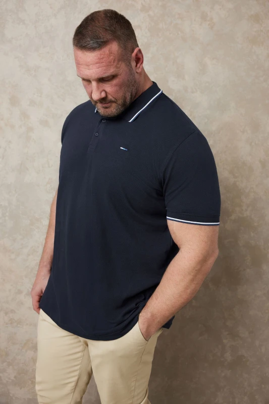 Image of BadRhino BadRhino Men Short Sleeve Polo Shirt in Mid Navy Size: large Mid Navy L Male 5057147734676