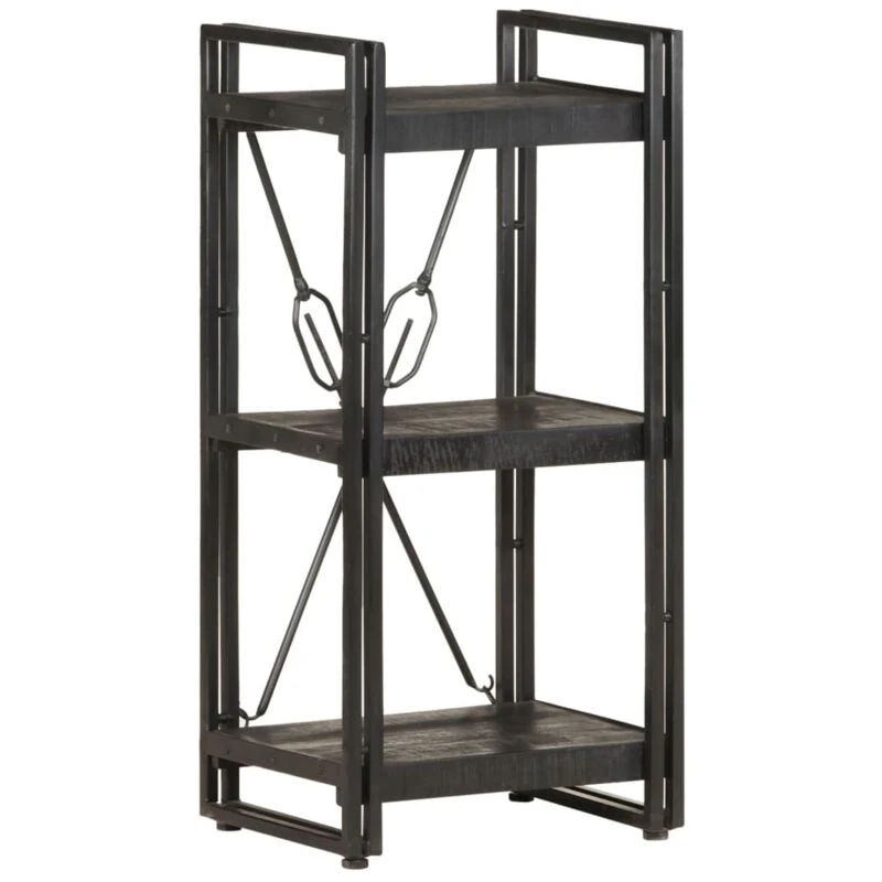 Image of VIDAXL 3-Tier Bookcase Black 40x30x80cm Solid Mango Wood Vidaxl 8720286200711
