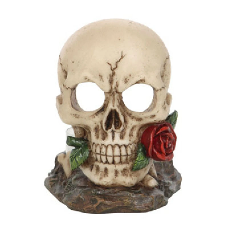 Image of Something Different Something Different Skull Rose Tealight Holder in White White One Size Unisex 5063425480906