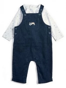 Image of Mamas & Papas Cord Dungaree & Tee Set 2 Piece Baby Boys