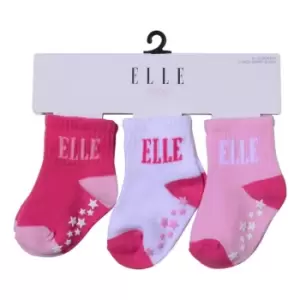 Image of Elle Elle 3P Grippy Socks Bb99 - Pink