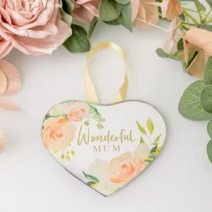 Image of Peaches & Cream Mirror Heart Plaque Mum