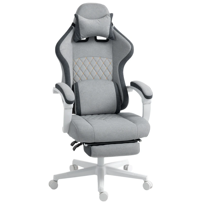 Image of HOMCOM HOMCOM Printed Velvet Computer Recliner Chair with Adjustable Height, Grey