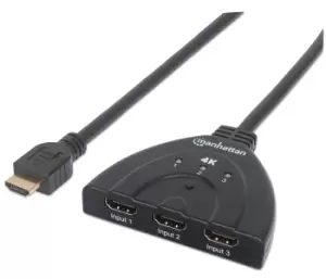 Image of Manhattan HDMI Switch 3-Port, 4K@60Hz, Connects x3 HDMI sources to...