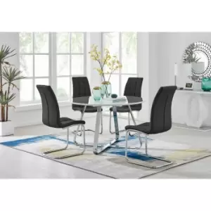 Image of Furniture Box Santorini White Round Dining Table and 4 Black Murano Chairs