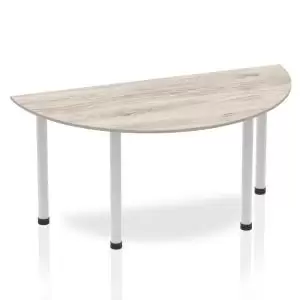 Image of Impulse Semi-circle Table 1600 Grey Oak Post Leg Silver