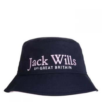 Image of Jack Wills Kids Script Bucket Hat - Navy/Pink