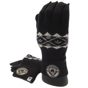 Image of Manchester City FC Knitted Gloves Adult Fairisle