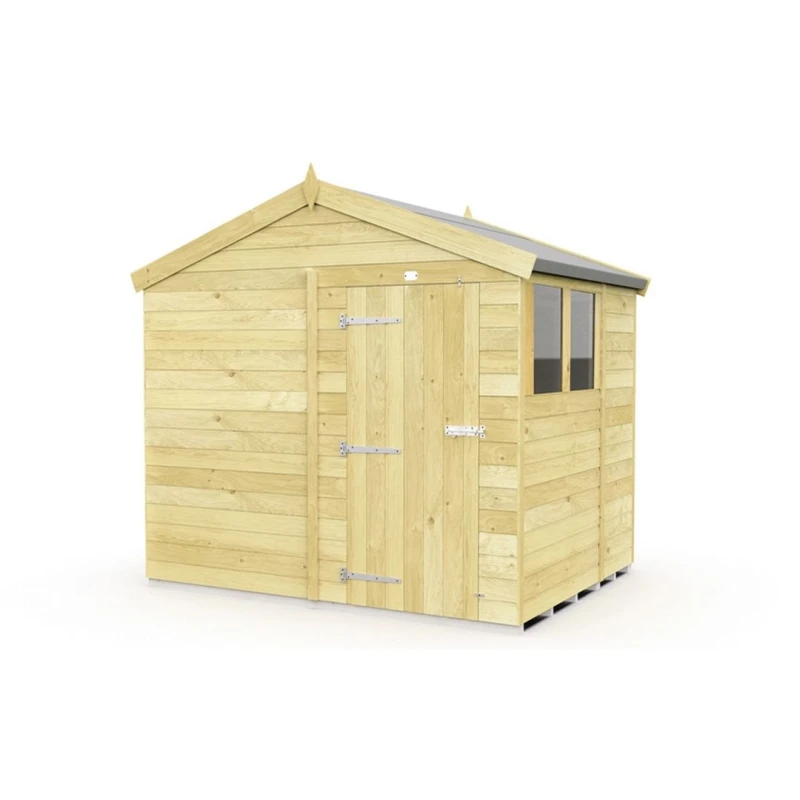 Image of Buttercup Farm 8 x 6 Feet Apex Shed - Single Door W/ Windows - L187 x W231 x H217cm in Brown Brown Unisex