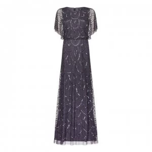 Image of Adrianna Papell Beaded Blouson Dress - GUNMETAL
