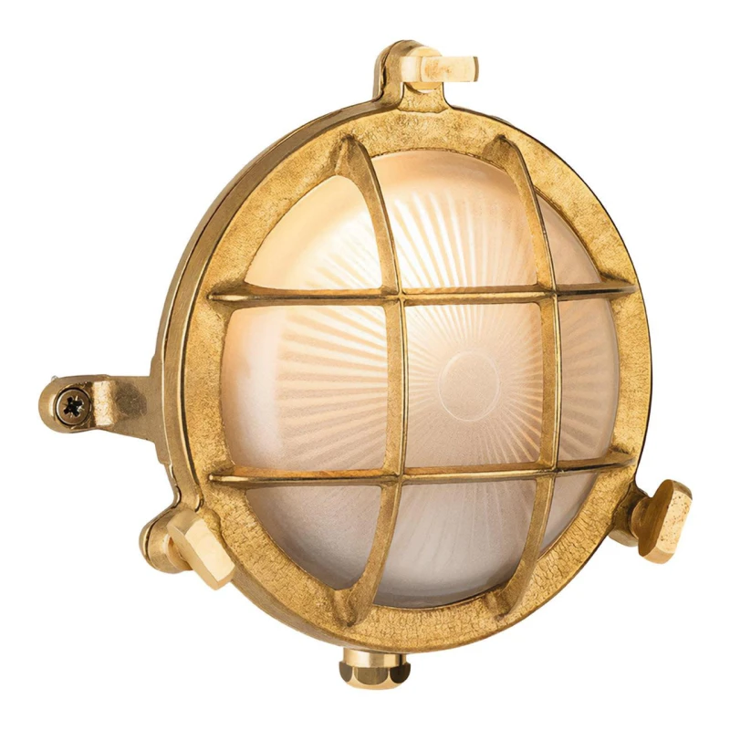 Image of Firstlight Nautic Outdoor Wall Bulkhead Grille Frosted in Brass