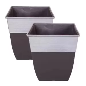 Image of YouGarden Pair Of Hendrix Tall Square Planters With Pewter Top