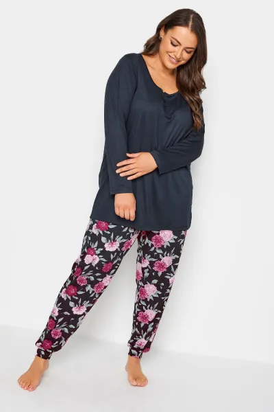 Image of Floral Print Soft Touch Pyjama Set