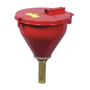 Image of Justrite Safety drum funnel, height x Ø 254 x 273 mm, sheet steel, zinc plated and powder coated red