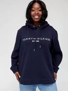 Image of Tommy Hilfiger Curve Regular Fit Hilfiger Hoodie - Navy, Blue, Size 20, Women