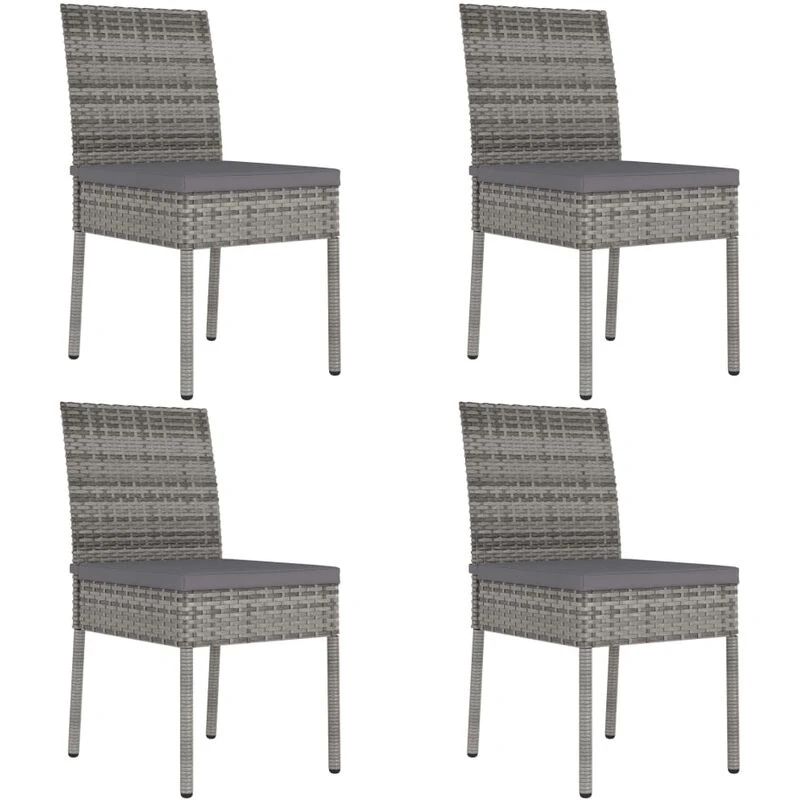 Image of VIDAXL Garden Dining Chairs 4 pcs Poly Rattan Grey vidaXL 8720286682494
