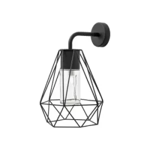 Image of Barrie Wall Lamp Black Aluminium Clear Glass LED E27 IP54 - Merano