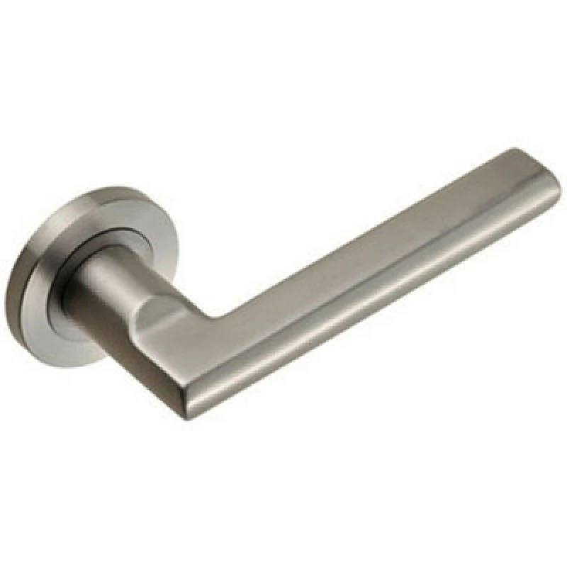 Image of Loops PAIR Slim Elliptical Handle on Round Rose Concealed Fix Satin Steel Metallics