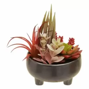 Image of Interiors By Ph Faux Mixed Succulent In Large Ceramic Pot Grey